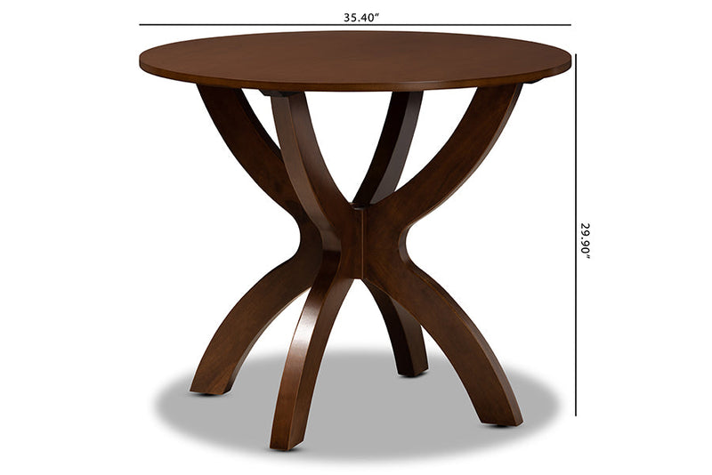 Miela Walnut Brown Finished 35-Inch-Wide Round Wood Dining Table Baxton