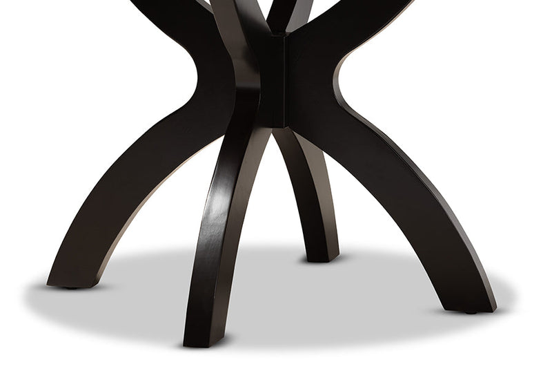 Miela Dark Brown Finished 35-Inch-Wide Round Wood Dining Table Baxton