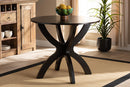 Miela Dark Brown Finished 35-Inch-Wide Round Wood Dining Table Baxton