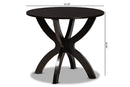 Miela Dark Brown Finished 35-Inch-Wide Round Wood Dining Table Baxton