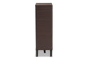 Emmali Two-Tone Dark Brown and Gray 1-Door Shoe Cabinet Baxton