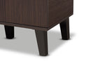 Emmali Two-Tone Dark Brown and Gray 1-Door Shoe Cabinet Baxton