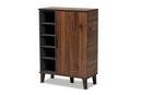Emmali Two-Tone Walnut Brown and Gray 1-Door Shoe Cabinet Baxton