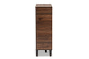 Emmali Two-Tone Walnut Brown and Gray 1-Door Shoe Cabinet Baxton
