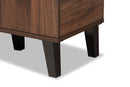 Emmali Two-Tone Walnut Brown and Gray 1-Door Shoe Cabinet Baxton