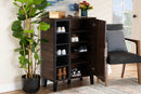 Emmali Two-Tone Walnut Brown and Gray 1-Door Shoe Cabinet Baxton