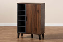 Emmali Two-Tone Walnut Brown and Gray 1-Door Shoe Cabinet Baxton