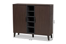 Emmali Two-Tone Dark Brown and Gray 2-Door Shoe Cabinet Baxton