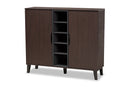 Emmali Two-Tone Dark Brown and Gray 2-Door Shoe Cabinet Baxton