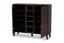 Emmali Two-Tone Dark Brown and Gray 2-Door Shoe Cabinet Baxton
