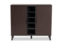 Emmali Two-Tone Dark Brown and Gray 2-Door Shoe Cabinet Baxton