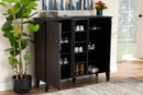 Emmali Two-Tone Dark Brown and Gray 2-Door Shoe Cabinet Baxton