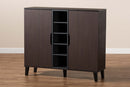 Emmali Two-Tone Dark Brown and Gray 2-Door Shoe Cabinet Baxton