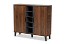 Emmali Two-Tone Walnut Brown and Gray 2-Door Shoe Cabinet Baxton