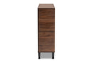 Emmali Two-Tone Walnut Brown and Gray 2-Door Shoe Cabinet Baxton