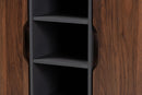 Emmali Two-Tone Walnut Brown and Gray 2-Door Shoe Cabinet Baxton