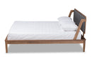 Verina Dark Gray Fabric Upholstered and Walnut Finished Queen Size Platform Bed Baxton