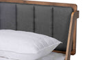 Verina Dark Gray Fabric Upholstered and Walnut Finished Full Size Platform Bed Baxton