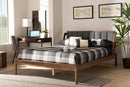 Verina Dark Gray Fabric Upholstered and Walnut Finished Full Size Platform Bed Baxton