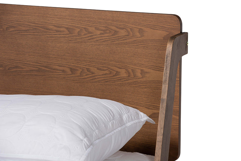 Lavada Ash Walnut Brown King Size Platform Bed Baxton