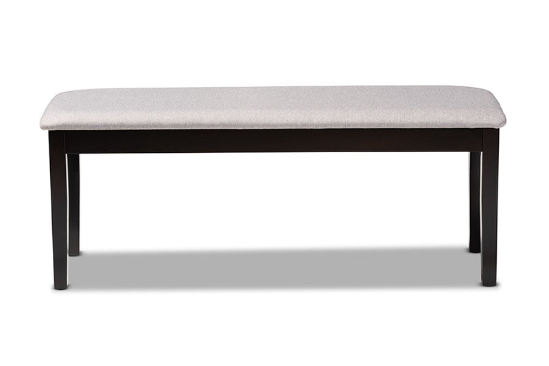 Flannery Gray Fabric Upholstered and Dark Brown Dining Bench Baxton