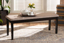 Flannery Sand Fabric Upholstered and Dark Brown Dining Bench Baxton