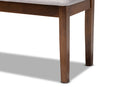 Flannery Gray Fabric Upholstered and Walnut Brown Dining Bench Baxton
