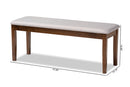 Flannery Gray Fabric Upholstered and Walnut Brown Dining Bench Baxton