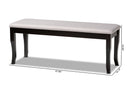 Golda Gray Fabric Upholstered and Dark Brown Dining Bench Baxton