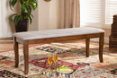 Golda Gray Fabric Upholstered and Walnut Brown Dining Bench Baxton