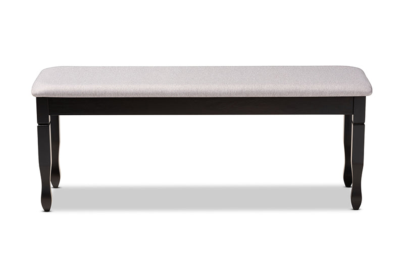 Elwyn Modern and Contemporary Gray Fabric Upholstered and Dark Brown Finished Wood Dining Bench