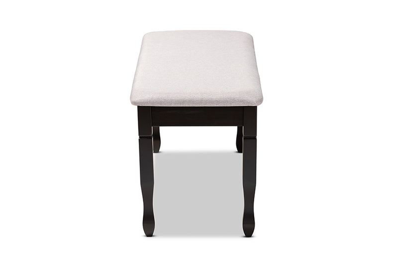 Elwyn Modern and Contemporary Gray Fabric Upholstered and Dark Brown Finished Wood Dining Bench