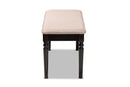 Jensen Sand Fabric Upholstered and Dark Brown Dining Bench Baxton