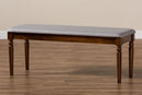 Jensen Gray Fabric Upholstered and Walnut Brown Dining Bench Baxton