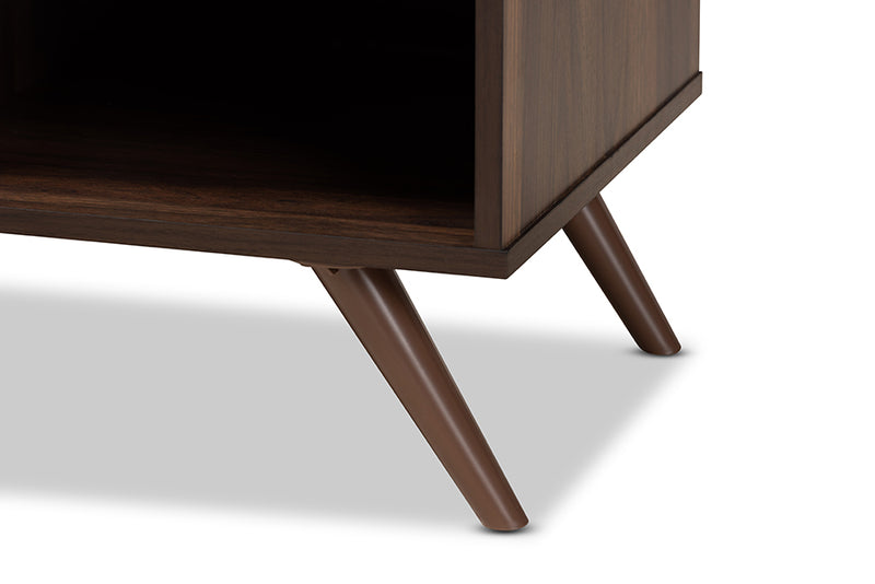 Pease Modern and Contemporary Two-Tone Gray and Walnut Finished Wood 2-Door TV Stand