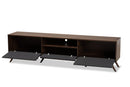 Pease Two-Tone Gray and Walnut TV Stand w/Drop-Down Compartments Baxton