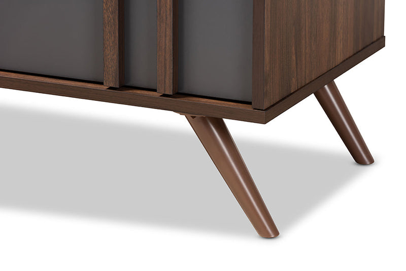 Pease Two-Tone Gray and Walnut 5-Drawer Bedroom Chest Baxton