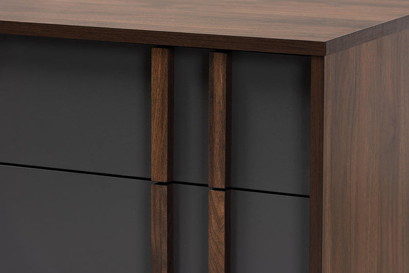Pease Two-Tone Gray and Walnut 6-Drawer Bedroom Dresser Baxton