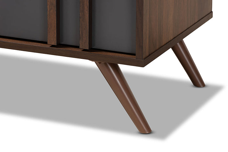 Pease Two-Tone Gray and Walnut 6-Drawer Bedroom Dresser Baxton