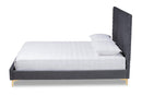Sasha Gray Velvet Fabric Upholstered and Gold Metal Queen Size Platform Bed Baxton