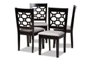 Parthenia Gray Fabric Upholstered and Dark Brown 4Pc Dining Chair Set Baxton