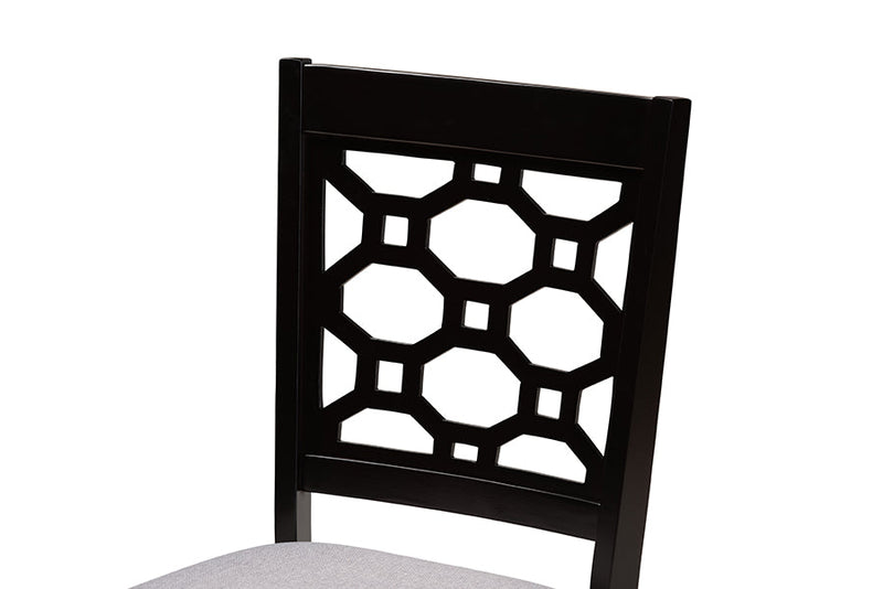 Parthenia Gray Fabric Upholstered and Dark Brown 4Pc Dining Chair Set Baxton