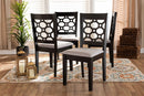 Parthenia Gray Fabric Upholstered and Dark Brown 4Pc Dining Chair Set Baxton