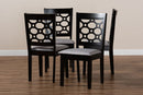 Parthenia Gray Fabric Upholstered and Dark Brown 4Pc Dining Chair Set Baxton