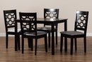Tartan Gray Fabric Upholstered and Dark Brown 5-Piece Dining Set Baxton