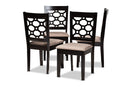 Parthenia Sand Fabric Upholstered and Dark Brown 4Pc Dining Chair Set Baxton