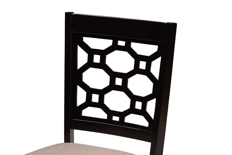 Parthenia Sand Fabric Upholstered and Dark Brown 4Pc Dining Chair Set Baxton