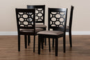 Parthenia Sand Fabric Upholstered and Dark Brown 4Pc Dining Chair Set Baxton