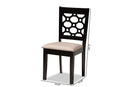 Parthenia Sand Fabric Upholstered and Dark Brown 4Pc Dining Chair Set Baxton