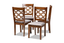 Parthenia Gray Fabric Upholstered and Walnut Brown 4Pc Dining Chair Set Baxton